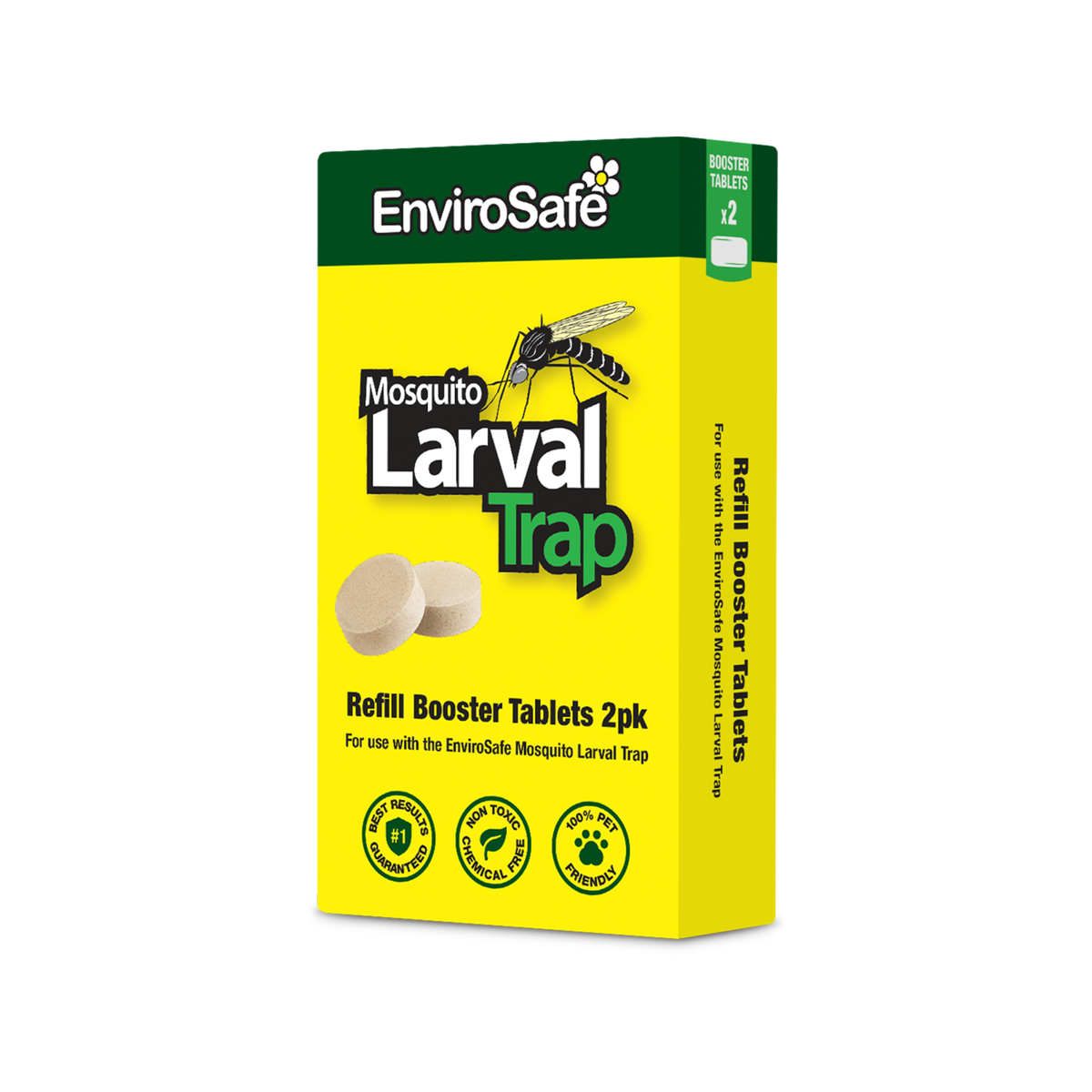 Envirosafe Mosquito Trap Booster Tablet 2 Pack - Targets Larvae - 50mm x 110mm
