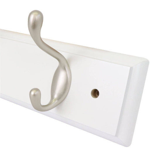 Syneco White Board Coat Rack - 4 Hooks - 450mm x 100mm x 75mm - White/Silver – view 2