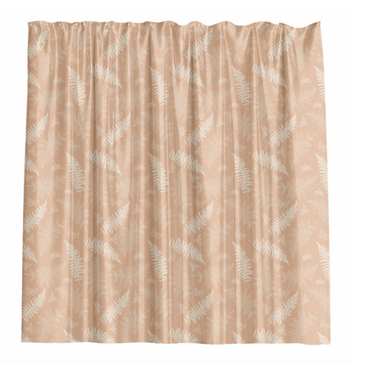 Barelli Polyester Shower Curtain - 210x180cm - Long Drop Ferns Amberlight - Water-Resistant