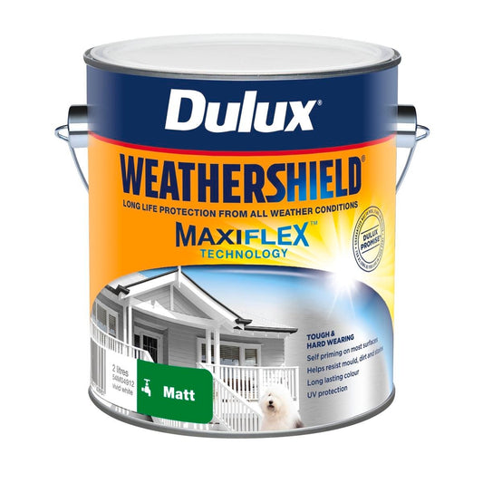 Dulux Weathershield Exterior Paint - 2L Vivid White Matt - 170mm x 163mm x 143mm - Auzzistore