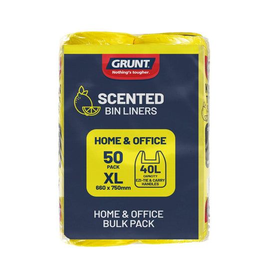 Grunt Kitchen Rubbish Bags - 40L - 50 Pack - Lemon Scented - Yellow