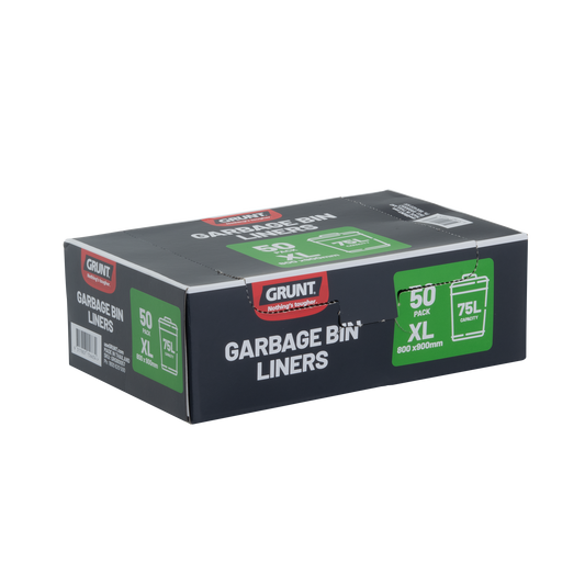 Grunt Rubbish Bags 75L 50 Pack 900 x 800mm Black