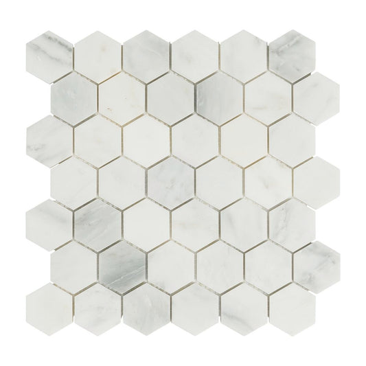 decor8 Florentine White Marble Tile 300x300x10mm Hexagonal Mosaic - Auzzistore
