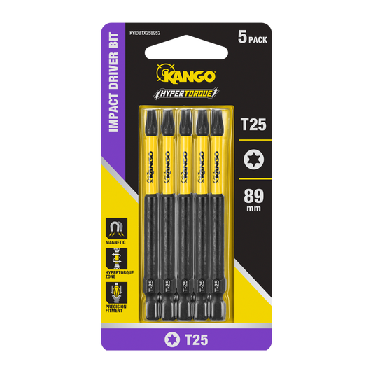 Kango 89mm TX25 HYPERTORQUE Impact Driver Bit 5 Pack - High Torque Performance - Auzzistore