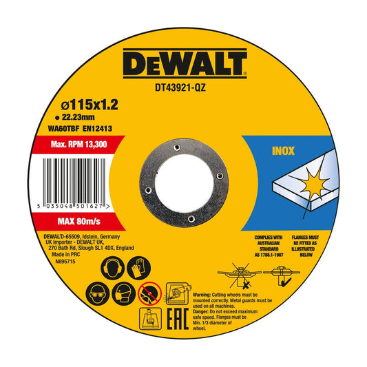 Dewalt High Performance Bonded Thin Cut Metal Cutting Discs 10 Pack - 115mm x 1.2mm x 22.23mm - Fast Precise Cuts - Auzzistore