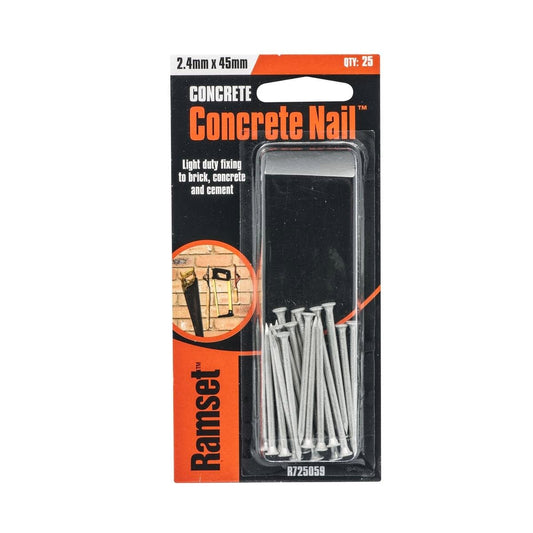 Ramset Concrete Nails 2.4mm x 45mm Zinc Steel 25 Pack Durable - Auzzistore