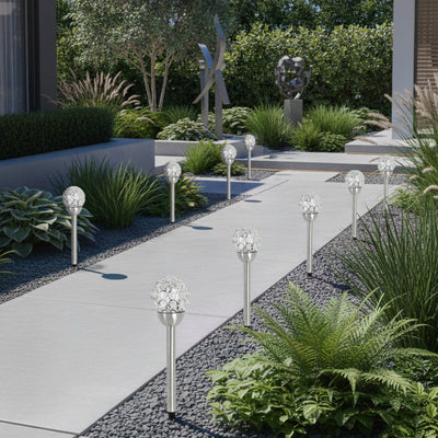 Click Crystal Solar LED Pathway Light - 80mm - Stainless Steel - Outdoor Use