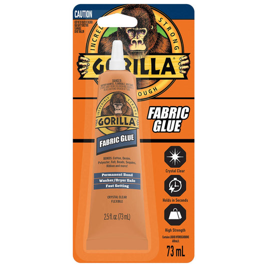 Gorilla Fabric Glue - 73ml Clear Waterproof Adhesive - Flexible Bonding