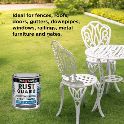 White Knight Rust Guard Epoxy Enamel Paint 250ml - Machinery Grey - UV Resistant