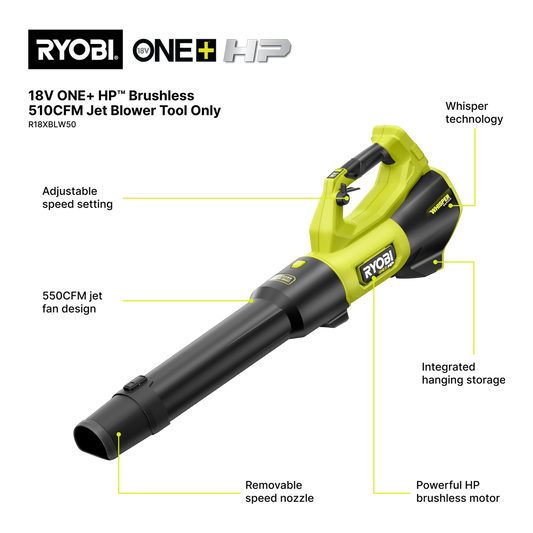 Ryobi 18V ONE+ HP Jet Blower Tool Only - 510CFM - 2.5kg - Efficient Debris Clearing – view 2