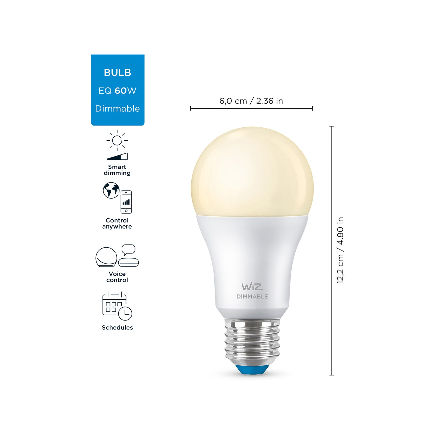 WIZ A60 E27 LED 806lm White 8W Smart Globe