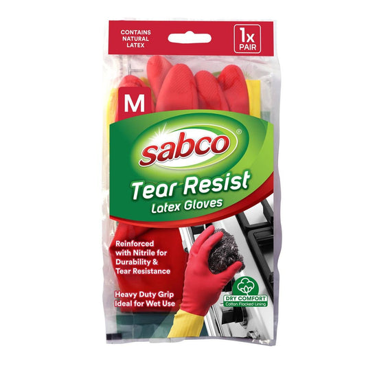 Sabco Tear Resist Gloves - 1 Pair - Latex & Nitrile - Heavy Duty Grip