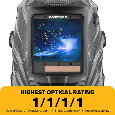 Bossweld Firestorm Welding Helmet - Variable Shade 4-8 / 9-13 - 100 x 93mm Viewing Area - Lightweight & Durable
