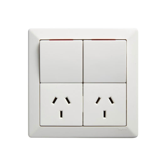 Como Double Powerpoint 10A 240V Plastic White Easy Use - Auzzistore