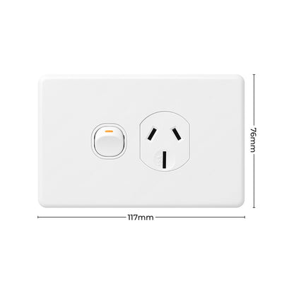 DETA X6 White 15 Amp Single Power Point - 15A Polycarbonate - Durable