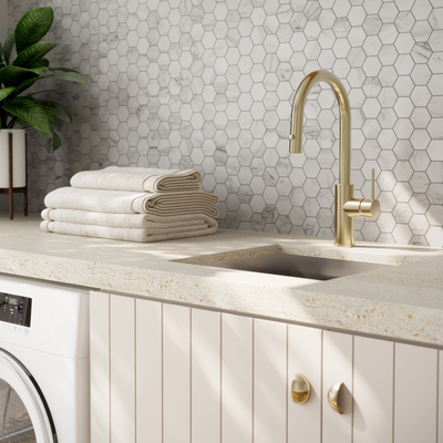 Mondella Resonance Sink Mixer - 35mm - Brushed Brass - Multi Function - WELS 5 Star