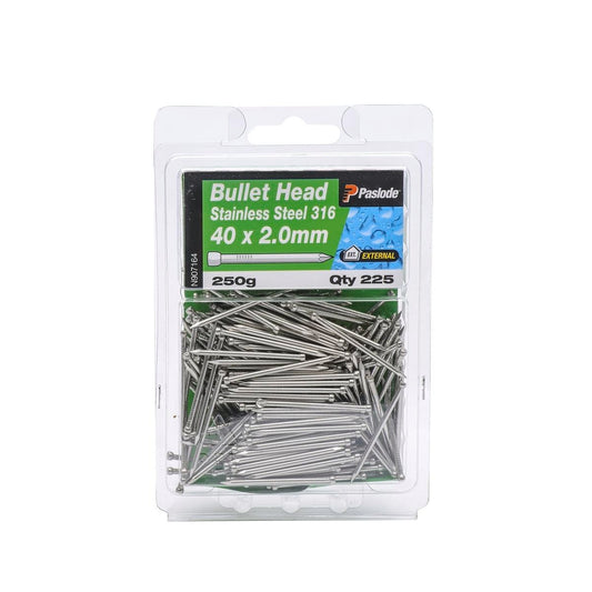 Paslode Bullet Head Stainless Steel Nails 40 x 2mm 225 Pack - Auzzistore