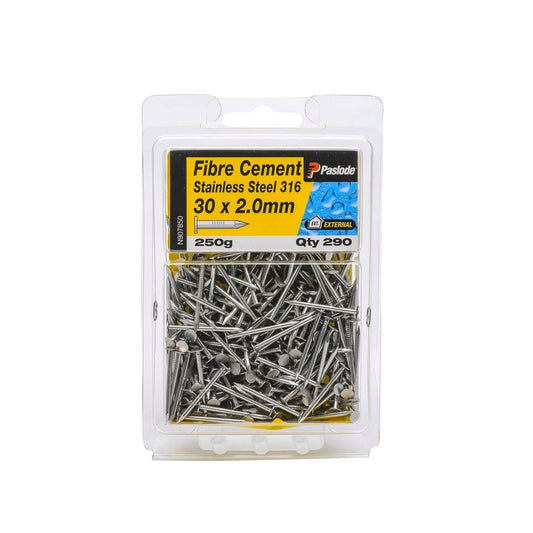 Paslode Stainless Steel Fibre Cement Nails 30mm 2mm 290 Pack - Auzzistore