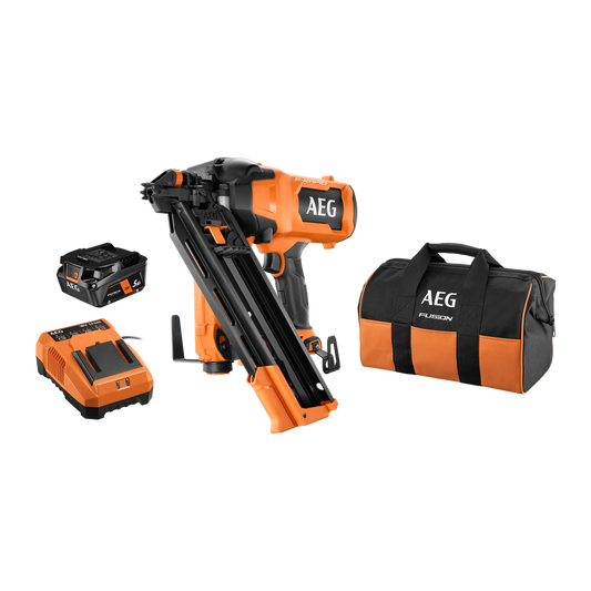 AEG 18V F-RAPID Framing Nailer Kit - 10GA 30°-34° - 5Ah Battery - 3 Nails/Second