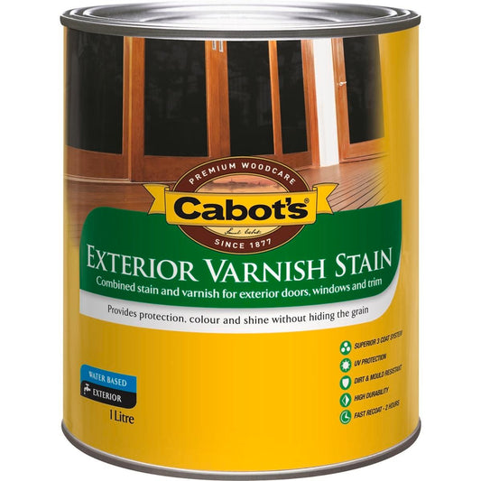 Cabot S Exterior Varnish Stain - 1L - Maple - Water Based - Mould Resistant - Auzzistore