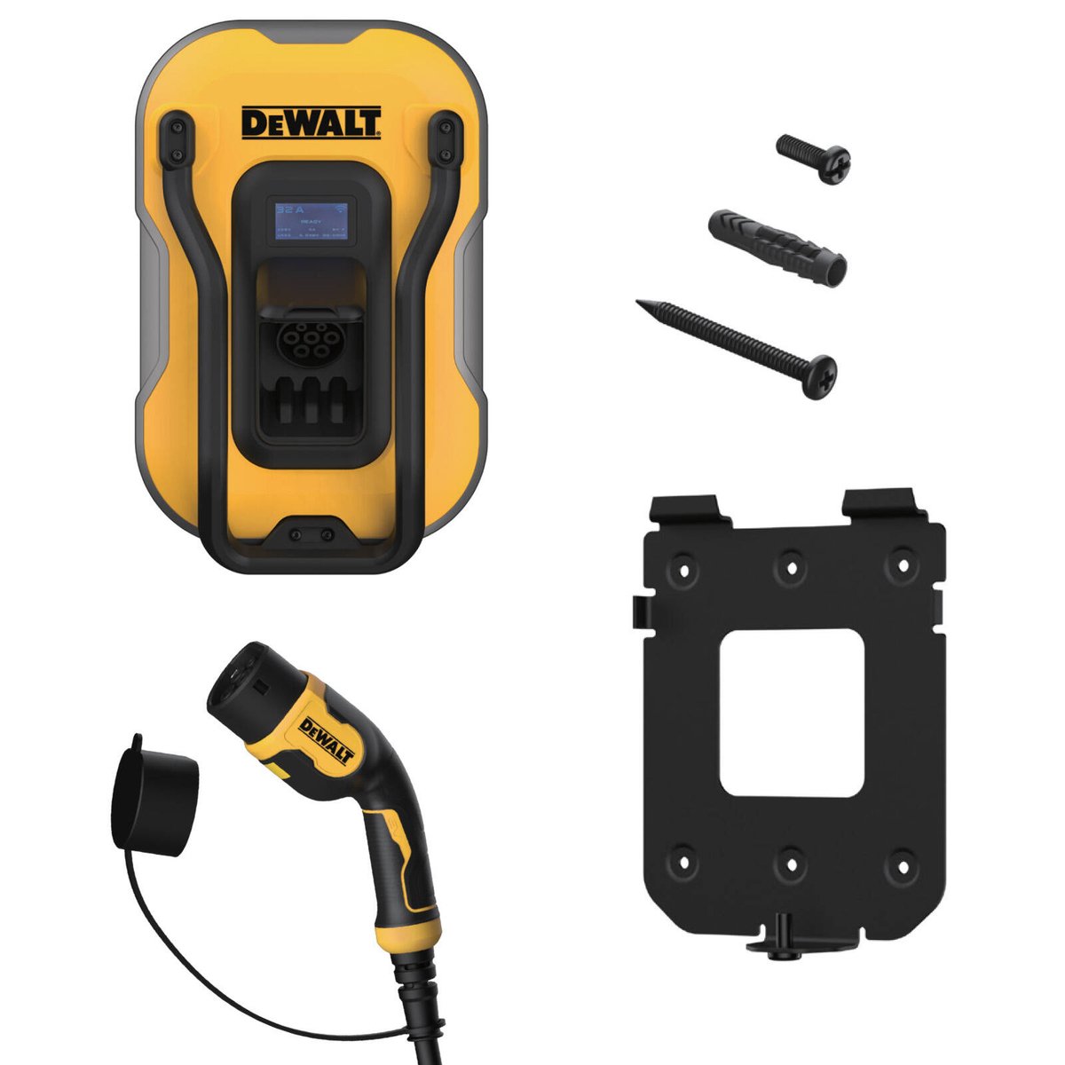 Dewalt Smart EV Charger 7kW 32A Type 2 with 5m Cable - IP65 Weather-Resistant