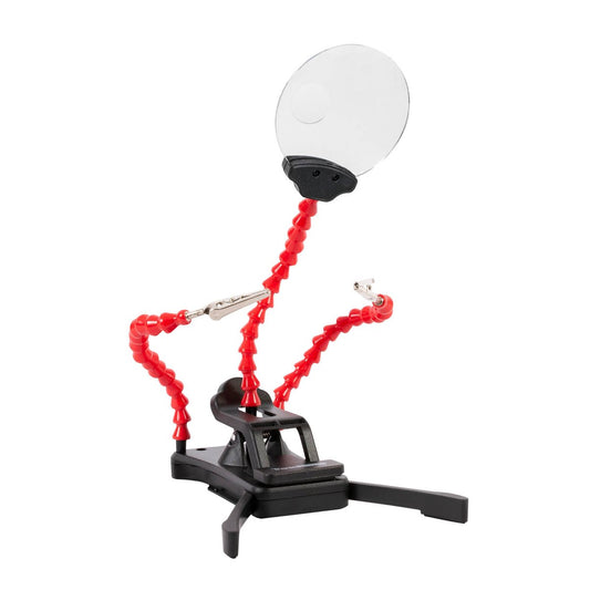 Helping Hand Magnetic Base - Flexible Dual-Arm Tool - 75mm Lens - 2.5x to 5x Magnification - Auzzistore