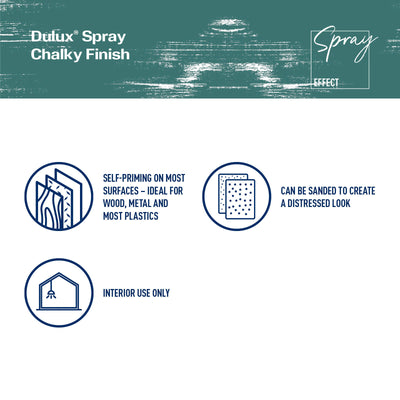 Dulux Spray Paint Chalky 340g 0.34L Surf Green - Fast Drying, Self-Priming