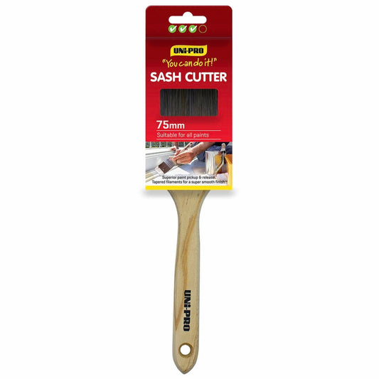UNi-PRO Sash Cutter Paint Brush 75mm Timber Stainless Steel Smooth Finish - Auzzistore