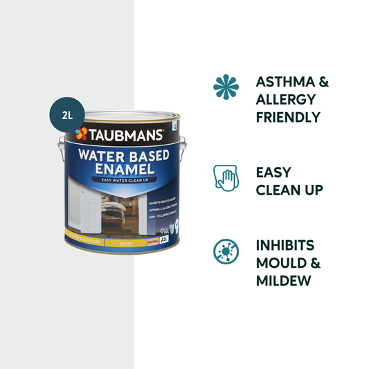 Taubmans 2L Neutral Gloss Water Based Enamel Paint - 2L - Grease Resistant, Low VOC – view 2 - Auzzistore