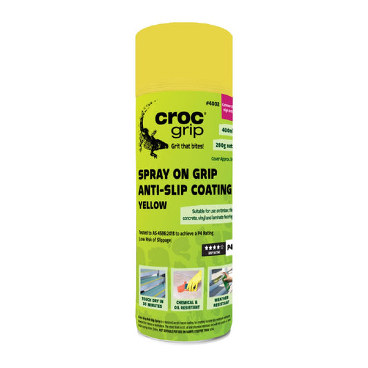 Croc Grip Spray on Anti Slip Coating - 400ml - Yellow - P4 Rated - Auzzistore