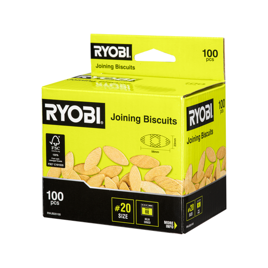 Ryobi No 20 Wood Joining Biscuits - 100 Pack - 56mm x 1mm x 23mm - Durable - Auzzistore