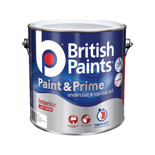 British Paints White Low Sheen Interior Paint 4L Water Based Easy Clean