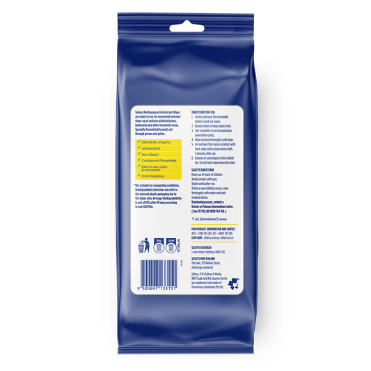 Selleys Complete Clean Biodegradable Disinfectant Wipes 110 Pack - 85mm x 190mm - Antibacterial – view 2 - Auzzistore