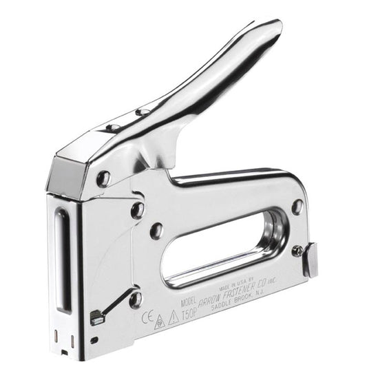 Arrow T50 Heavy Duty Staple Gun - All Steel - Chrome - 178mm x 216mm x 38mm - Auzzistore