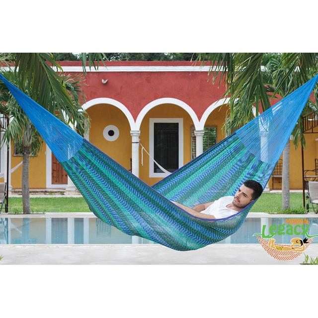 Mayan Legacy Single Size Cotton Mexican Hammock in Caribe Colour