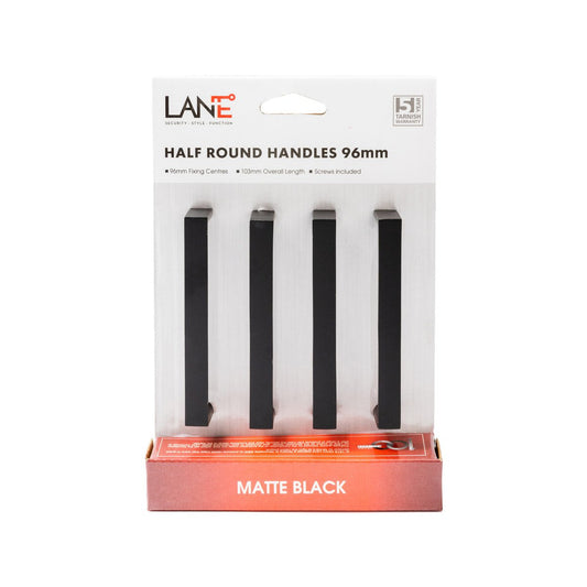 Lane Black Half Round Square Handle 96mm Zinc Alloy 4 Pack Matte Black – view 2