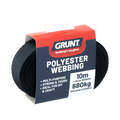 Grunt 25mm Black Poly Webbing 10m Strong Durable Lightweight