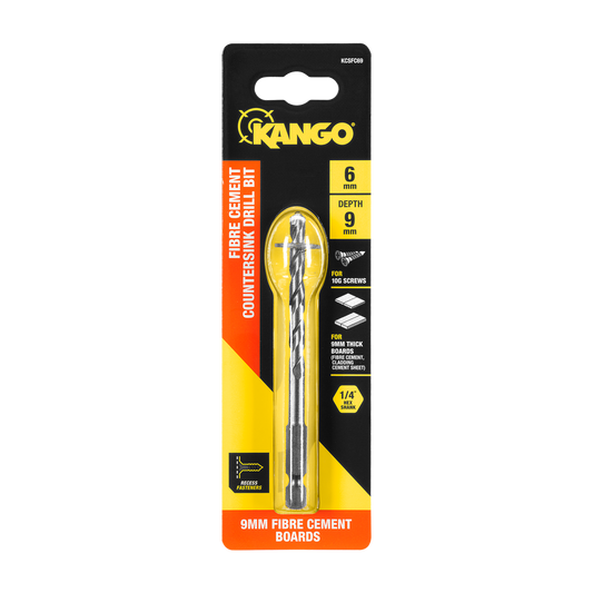 Kango 6 x 9mm Fibre Cement Countersink Drill Bit - Durable Carbide Tip - Auzzistore
