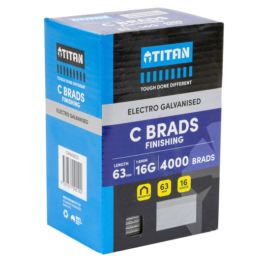 Titan 63mm Electro Galvanised Straight Collated Nail C Brads Pack 4000 - 16 Gauge - Durable - Chisel Point Design – view 2 - Auzzistore
