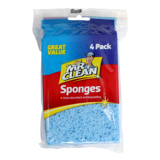 Mr Clean Cellulose Sponge 4 Pack - 15 x 10 x 1 cm - Absorbent Natural Material