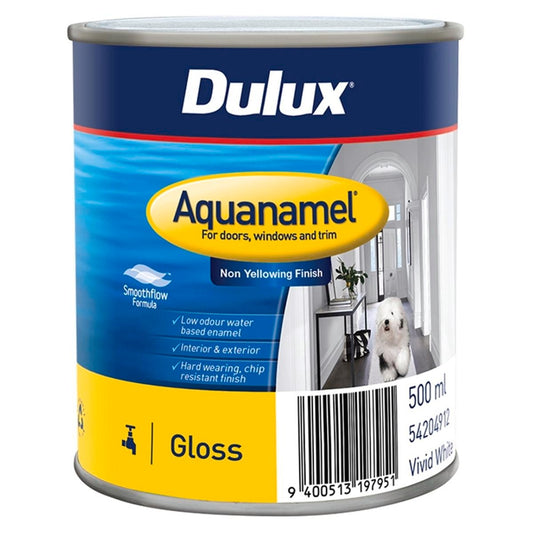 Dulux Aquanamel Gloss - 500ml - Water-Based - Hard Wearing Finish - Auzzistore