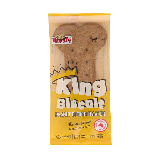 Trusty Peanut Butter Flavour King Biscuit Dog Treats - 1 Piece - 200mm x 90mm - Dental Care