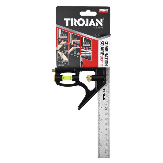 Trojan Combination Square - 300mm - Accurate Measuring Tool - Depth Gauge - Auzzistore