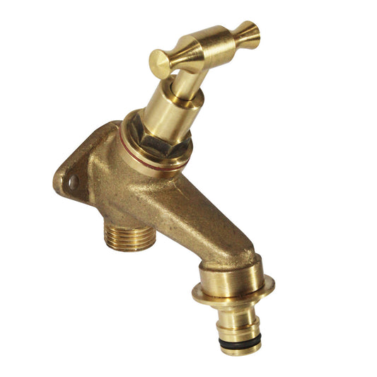 Fix a Tap 13mm Brass Lead Free T Handle Angled Garden Tap N Snap - Durable - Easy Hose Attachment