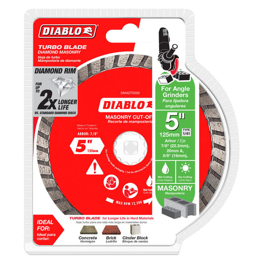Diablo Diamond Disc 5" Turbo Cut Off - 5" Diamond - High Performance Cutting - Auzzistore