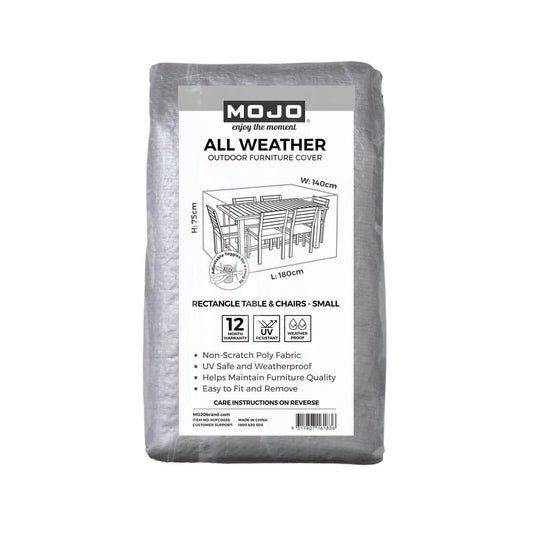 Mojo All Weather Outdoor Furniture Cover Small Rectangle Table & Chairs - 1800mm x 750mm x 1400mm - Weatherproof, UV Resistant