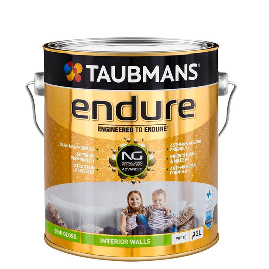 Taubmans 2L White Semi Gloss Endure Interior Walls Paint - Stain Resistant - Low Odour - Auzzistore