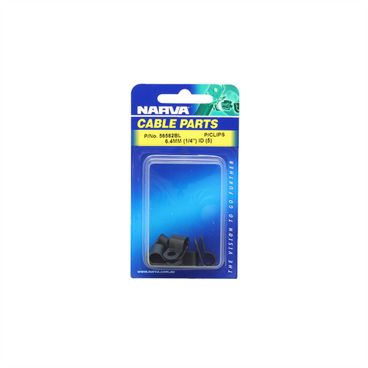 Narva Nylon Cable Clamps 6.4mm UV Weather Resistant Black 5 Pack