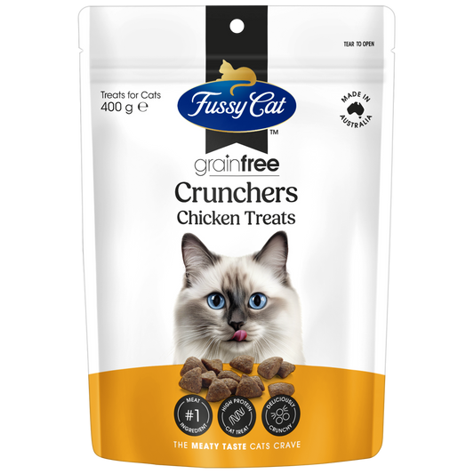 Fussy Cat 400g Chicken Crunchers Cat Treats - Grain-Free - High Protein