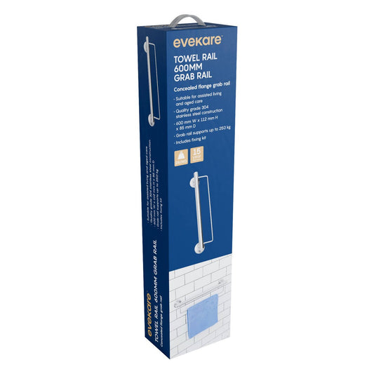 Evekare 600mm Stainless Steel Towel Rail - Grab Rail - 110kg Support – view 2
